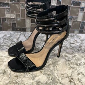 👠✨ Gianni Bini Black Strappy Heels - Size 6 - Zipper Back